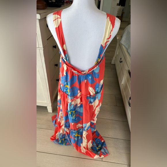 Free People Moonshine Midi Floral Linen Blend Women's Tiered Tank Dress - Picture 5 of 13